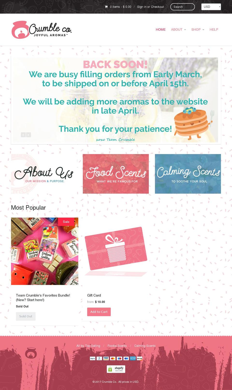 crumbleco.com shopify website screenshot