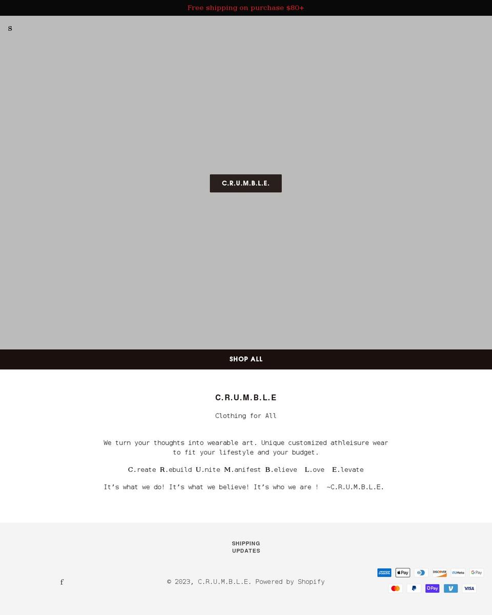 crumblemerch.com shopify website screenshot