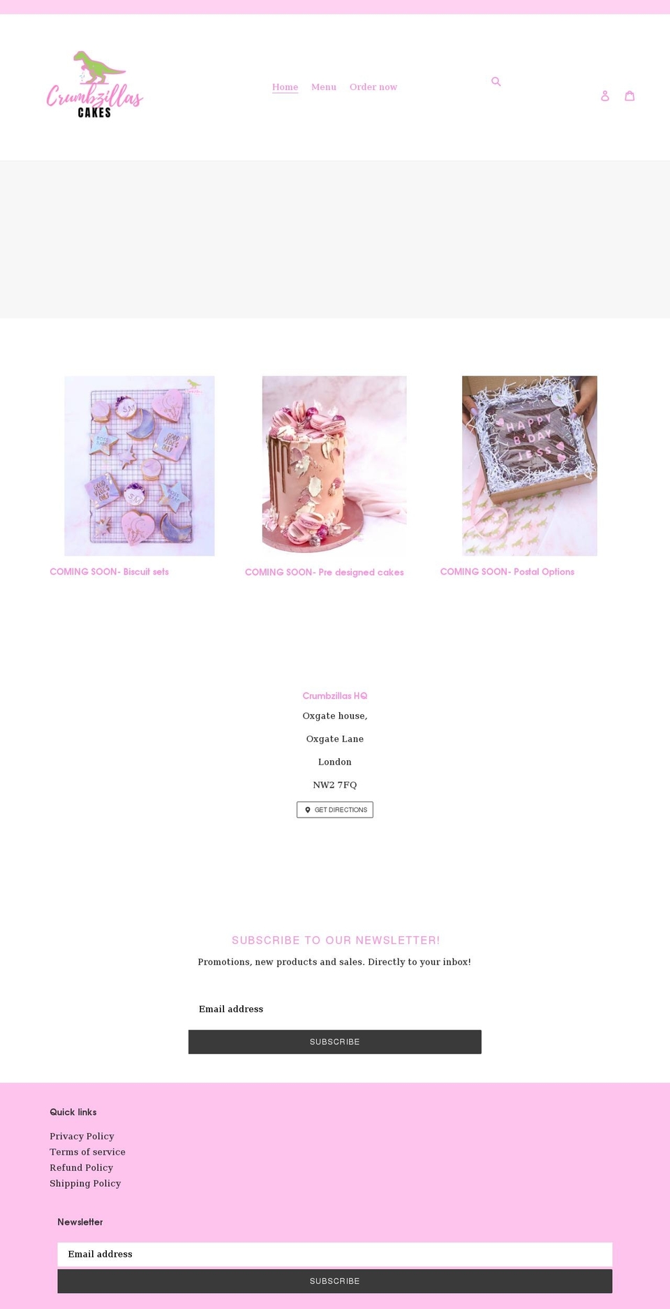 crumbzillasbakery.com shopify website screenshot