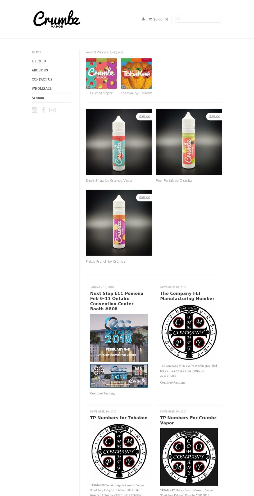 crumbzvapor.com — Shopify storefront screenshot