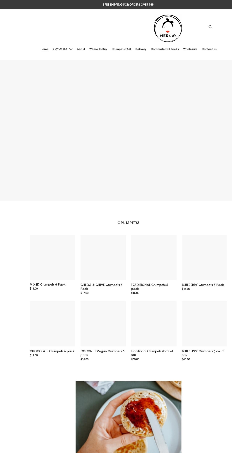 crumpetsbymerna.com.au shopify website screenshot