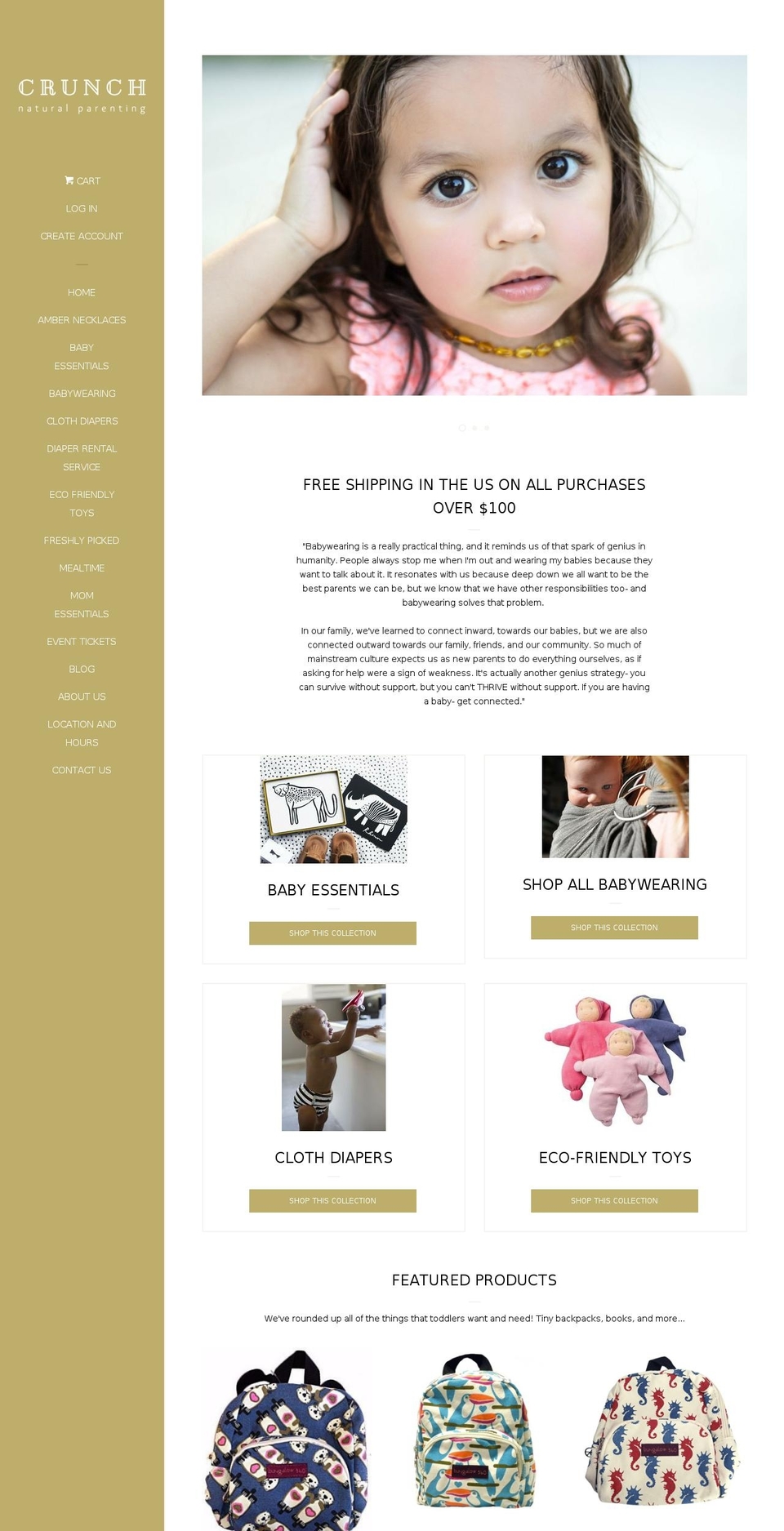 crunchnaturalparenting.com shopify website screenshot