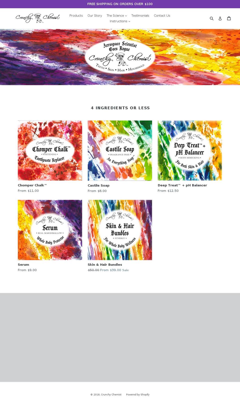 crunchychemist.com — Shopify storefront screenshot
