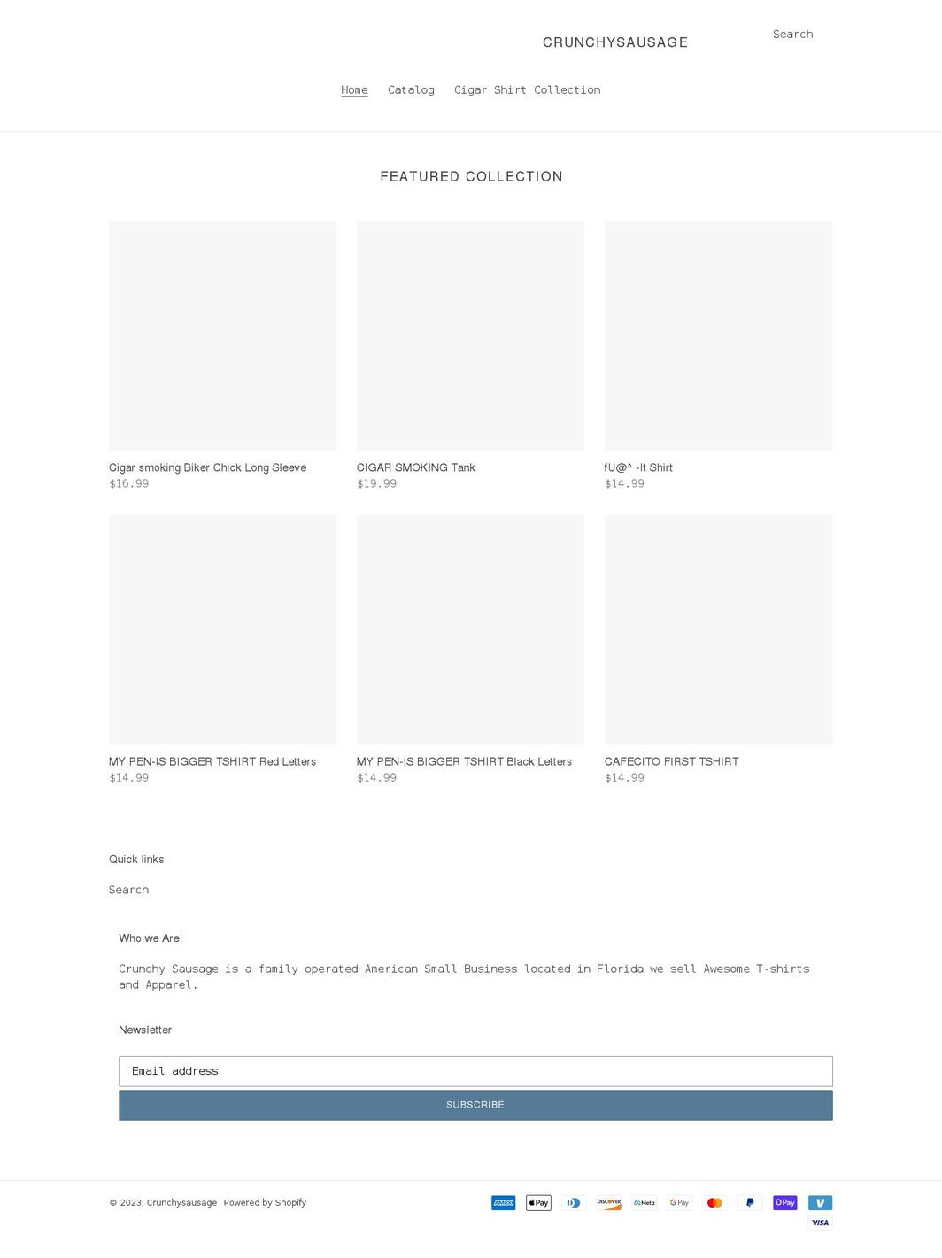 crunchysausage.com shopify website screenshot