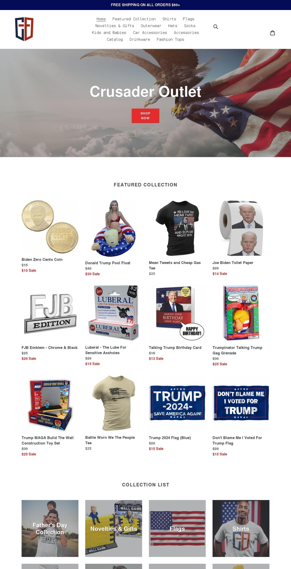 crusaderoutlet.com shopify website screenshot