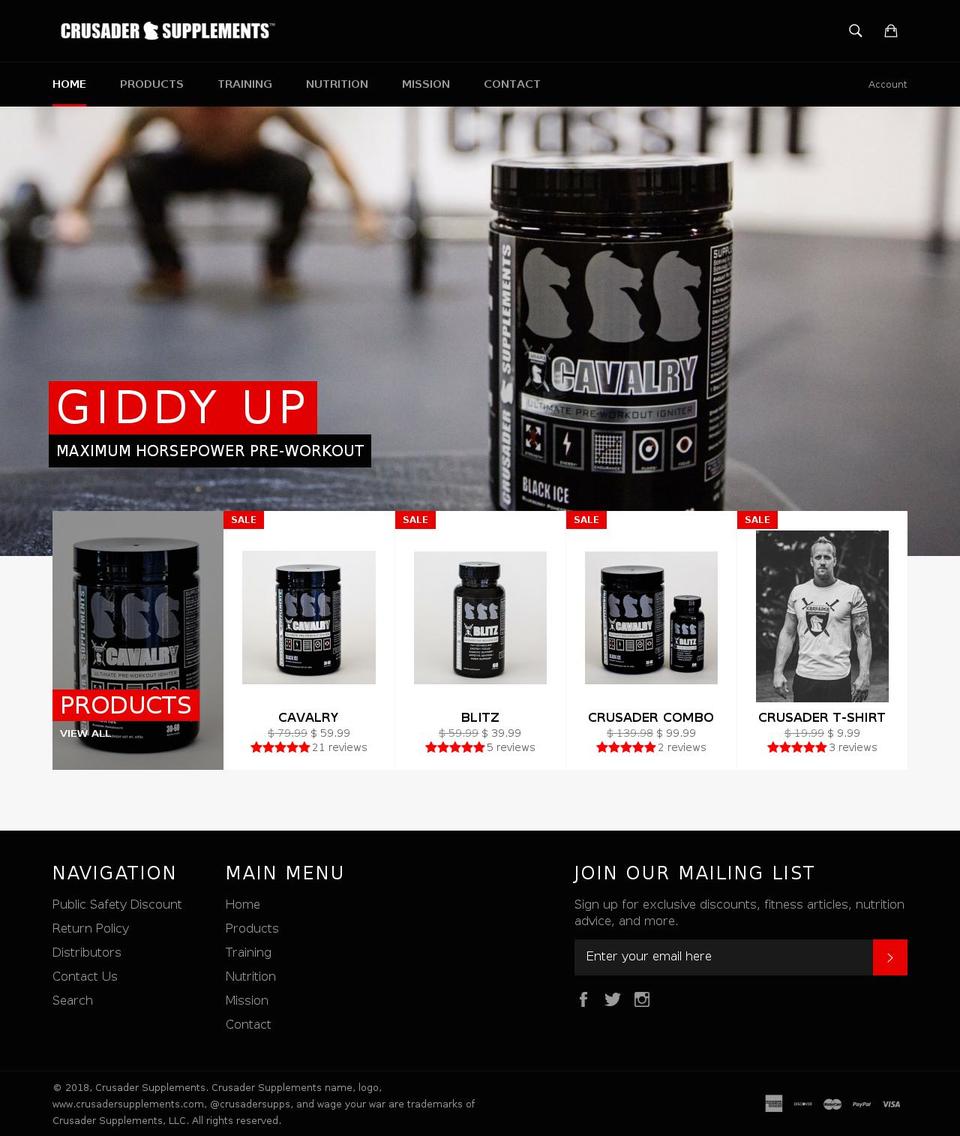 crusadersupplements.com — Shopify storefront screenshot
