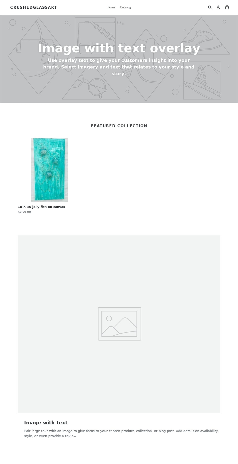 crushedglassart.com — Shopify storefront screenshot