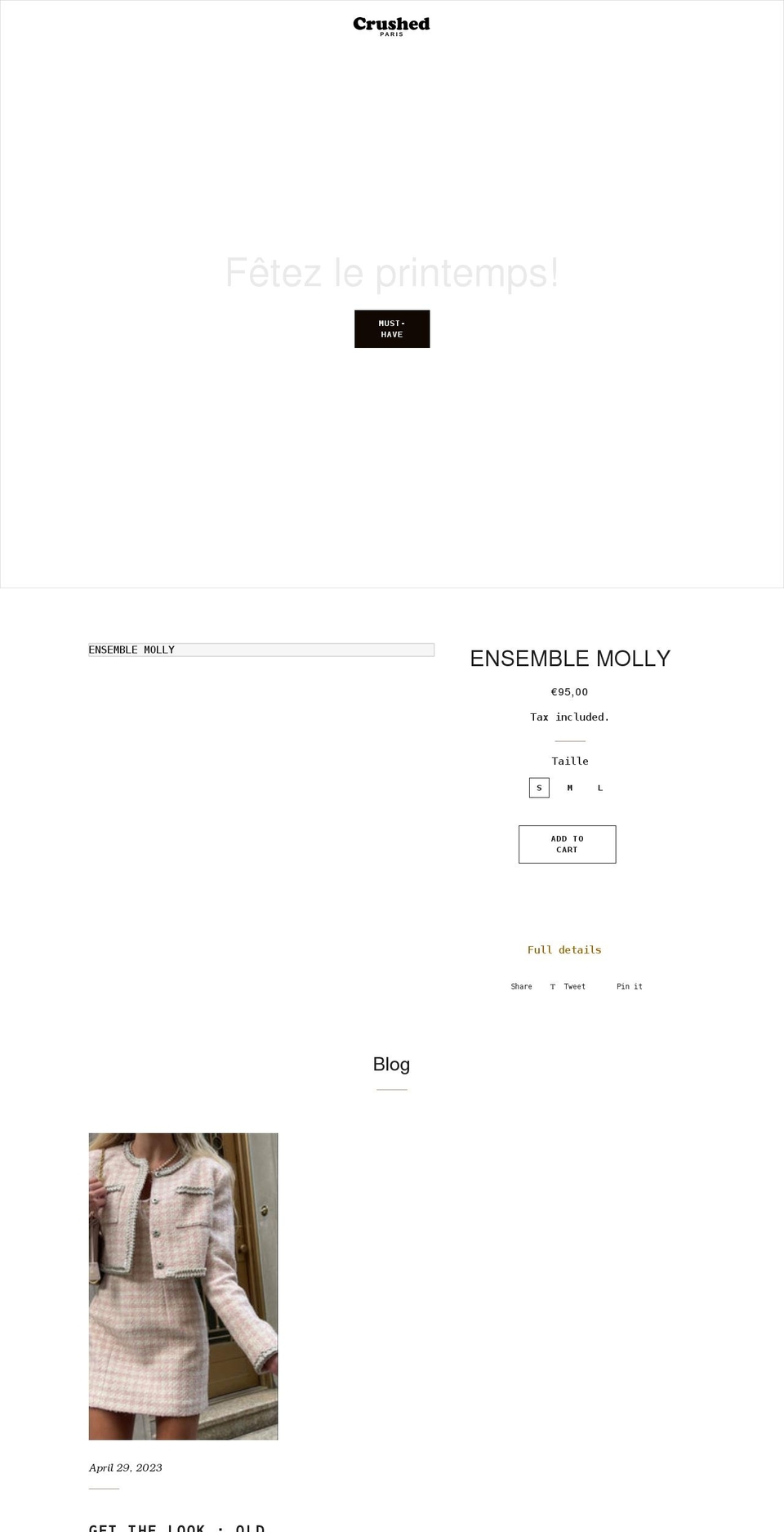 crushedparis.com shopify website screenshot