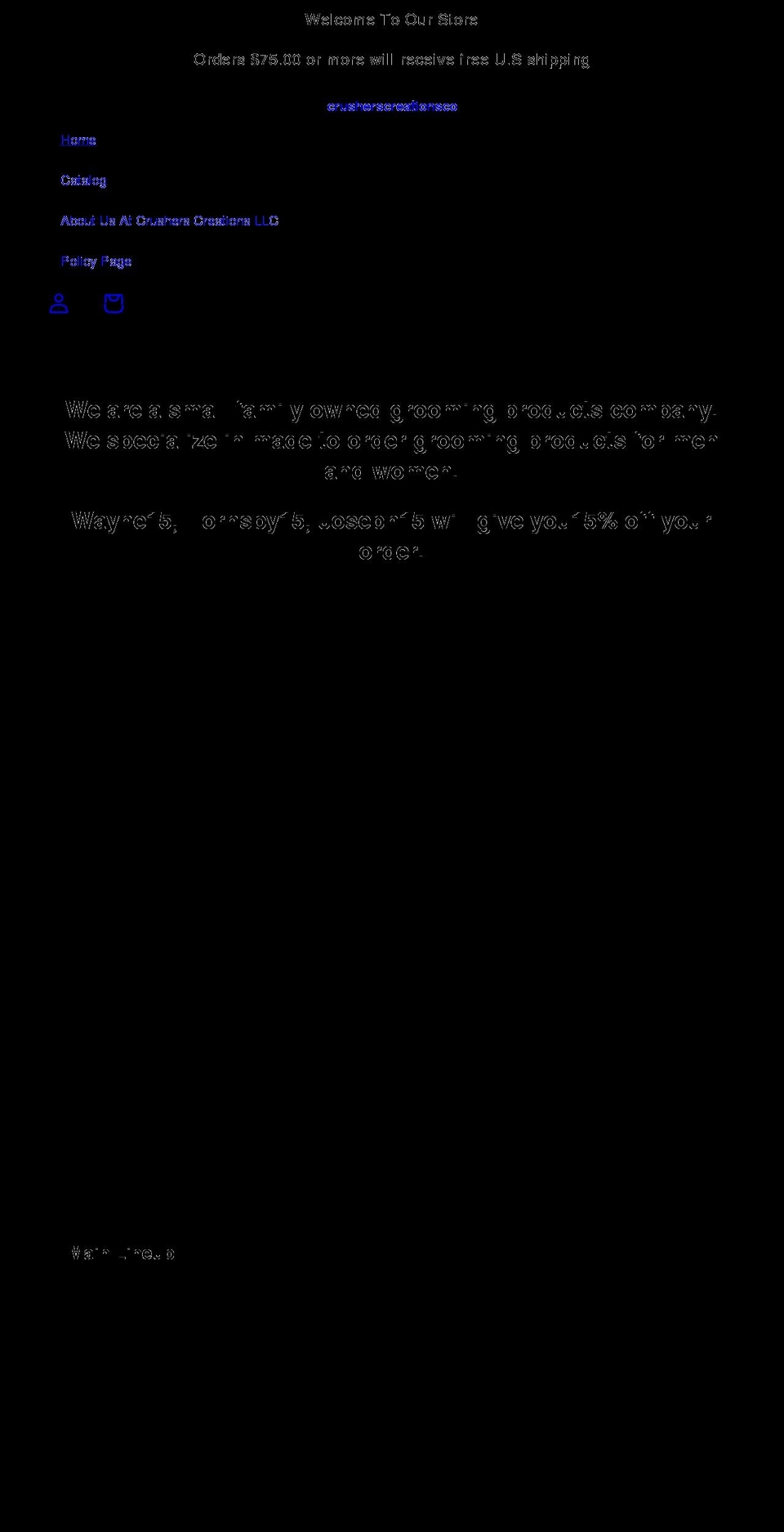 crusherscreationsco.com shopify website screenshot