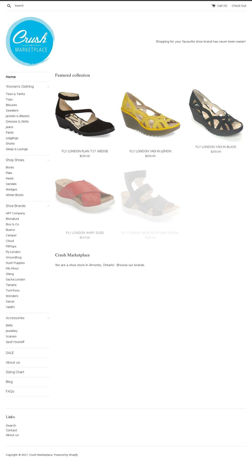 crushonshoes.com shopify website screenshot