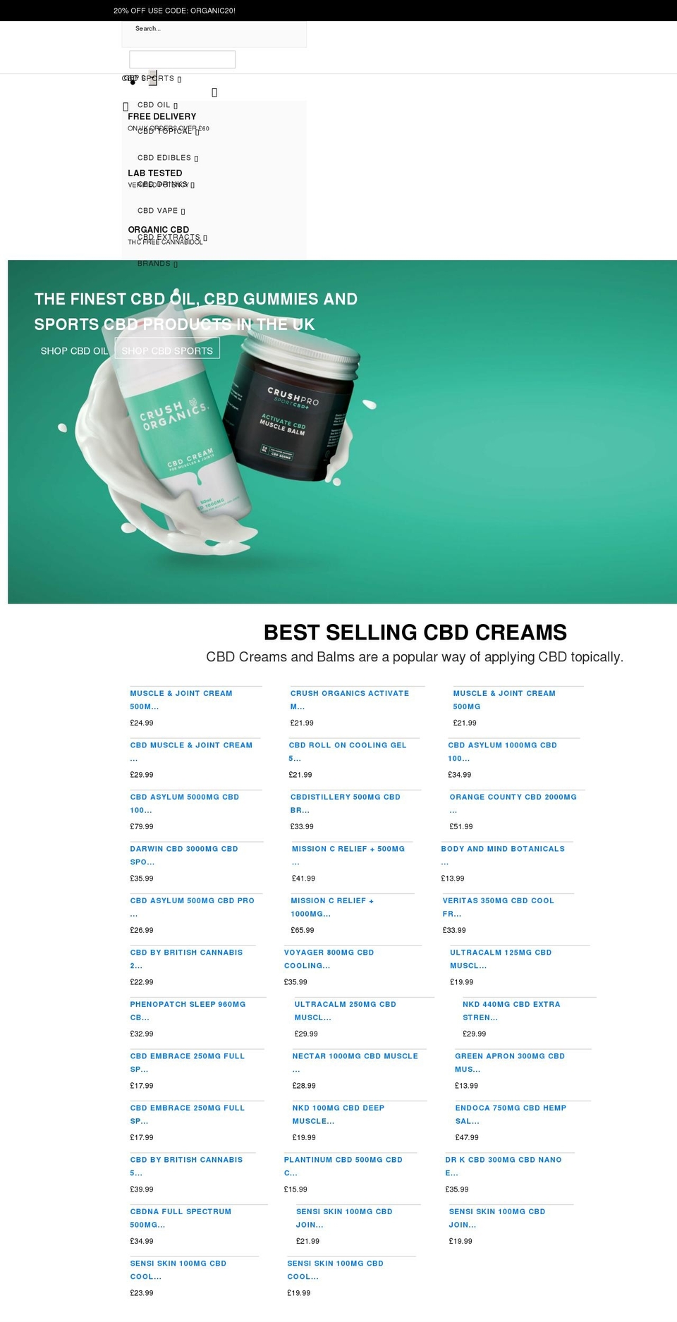 crushorganics.com shopify website screenshot