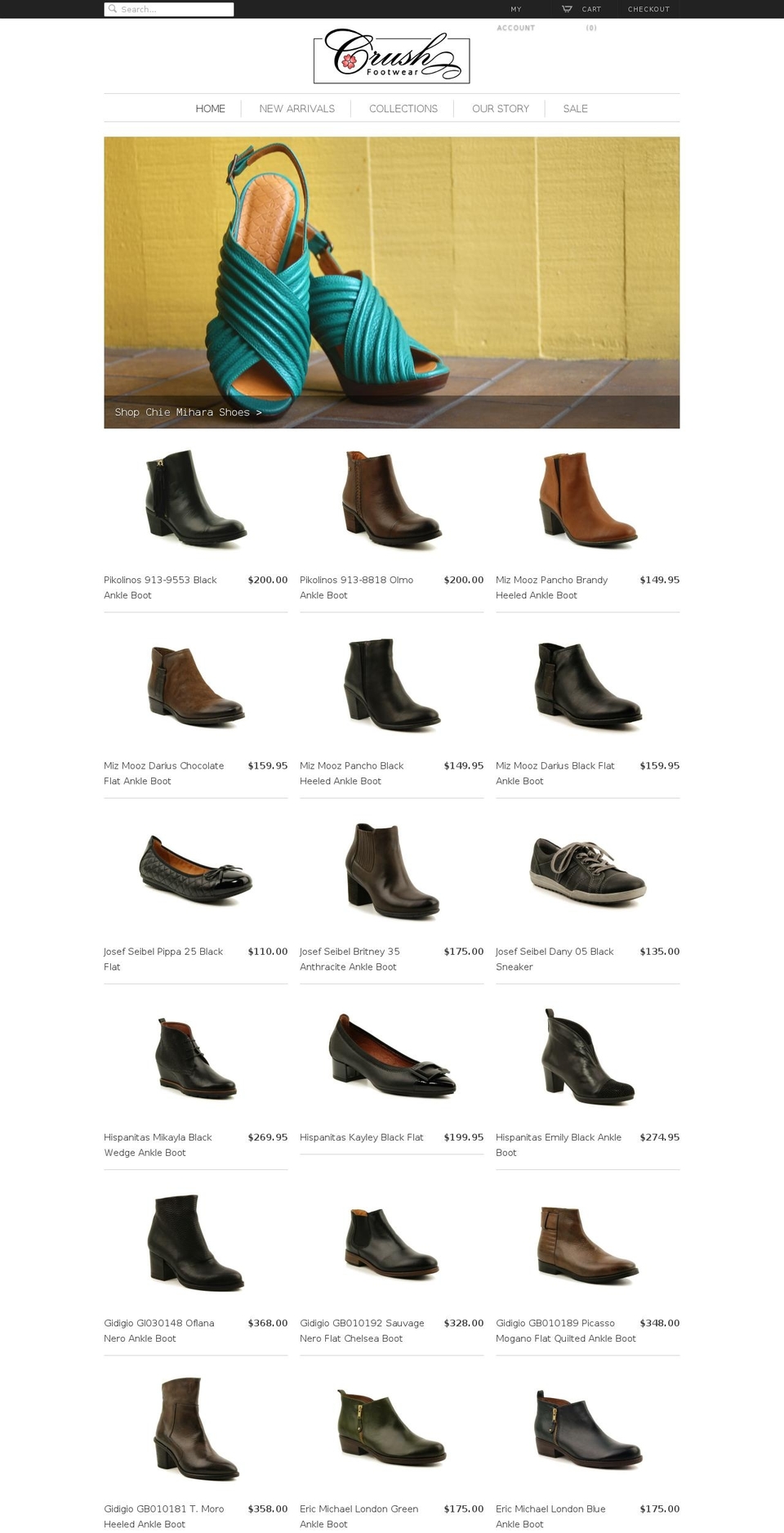 crushshoes.com shopify website screenshot