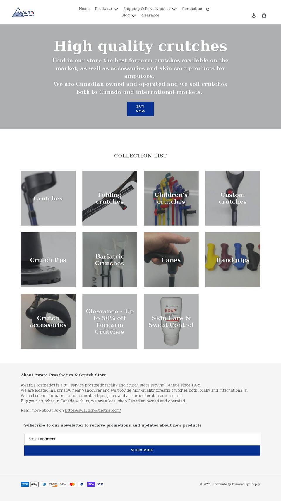 crutchstore.com shopify website screenshot