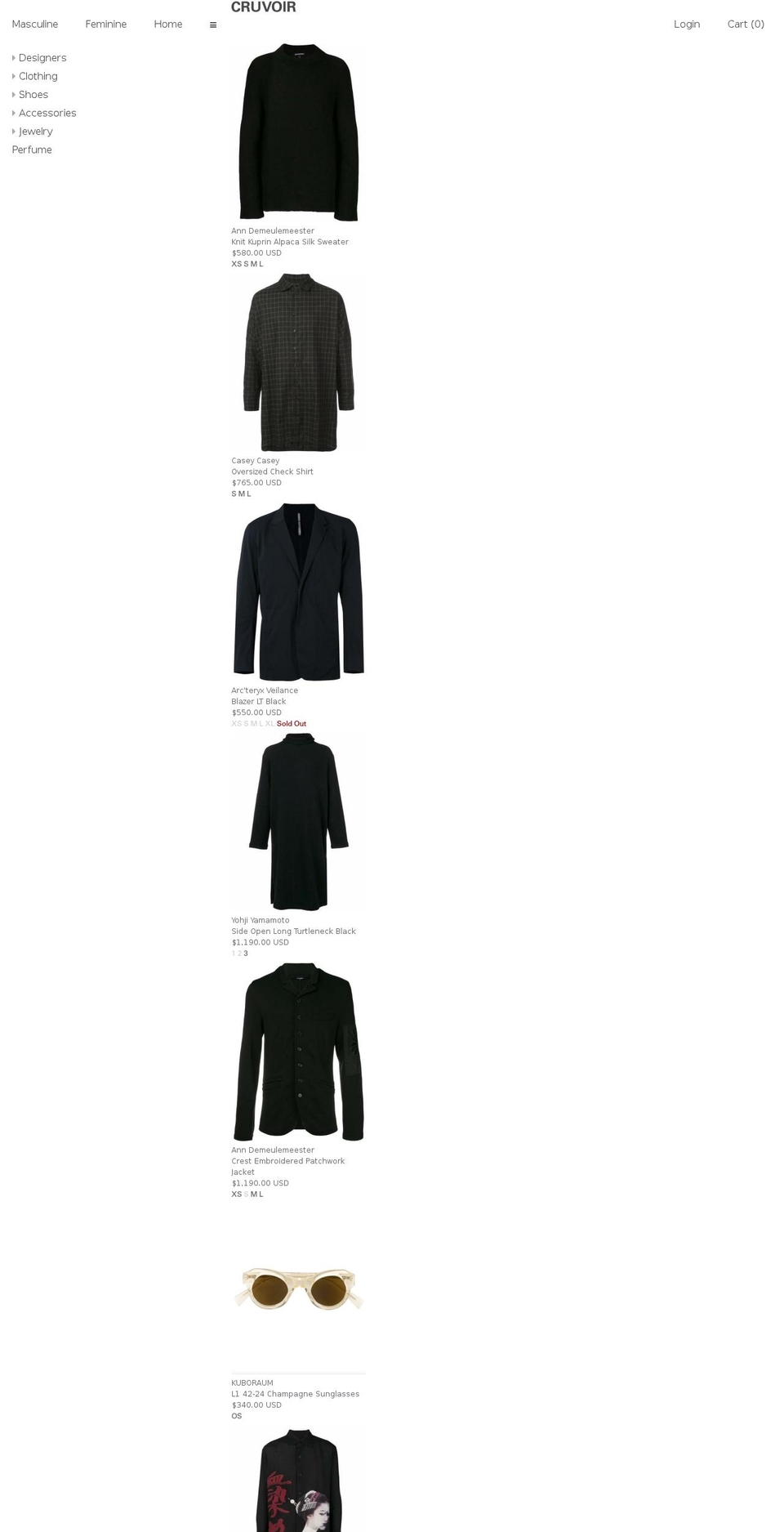 cruvoir.com — Shopify storefront screenshot