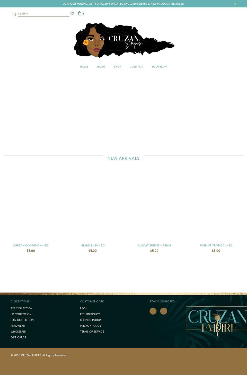 cruzanempire.com shopify website screenshot