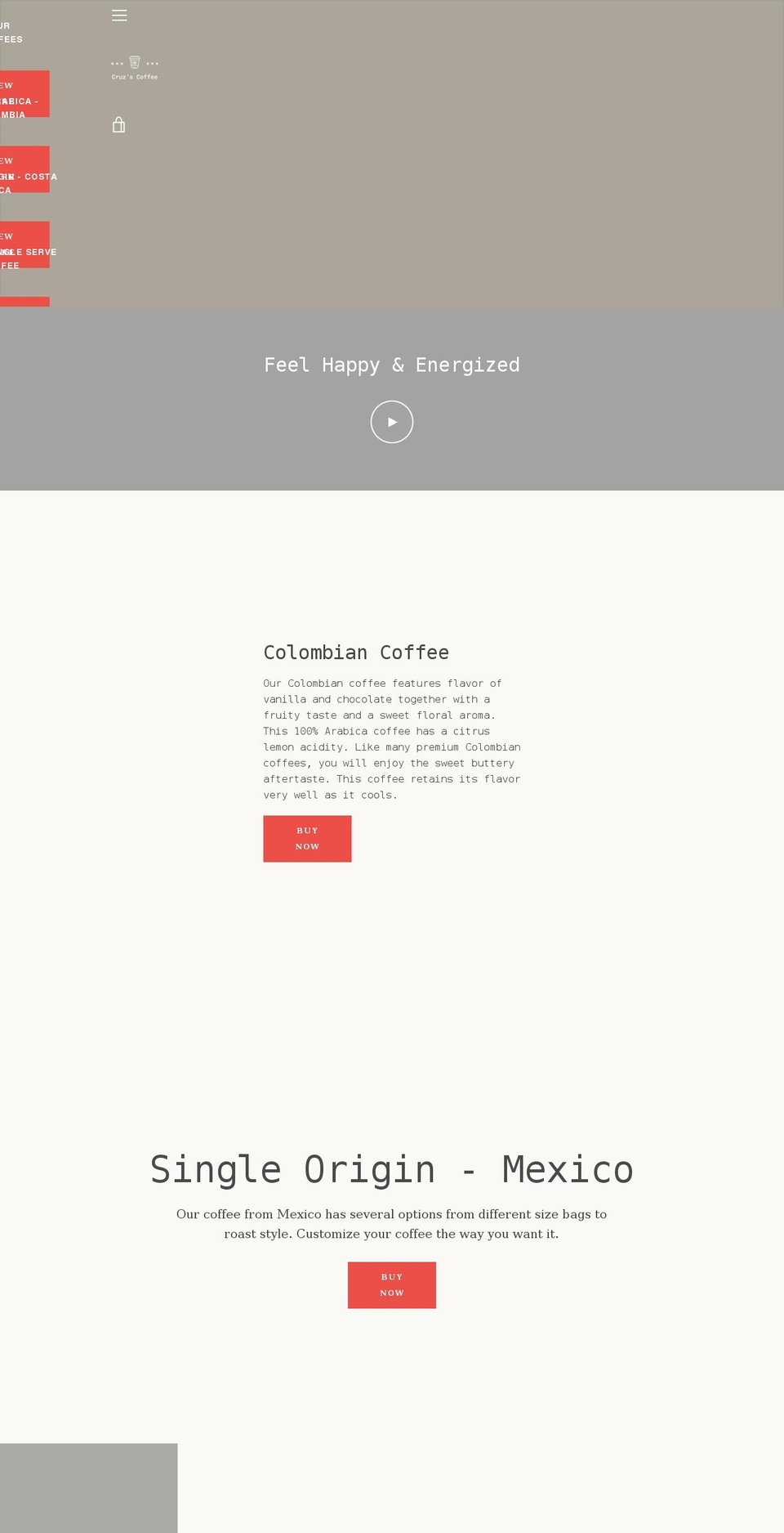 cruzscoffee.com shopify website screenshot