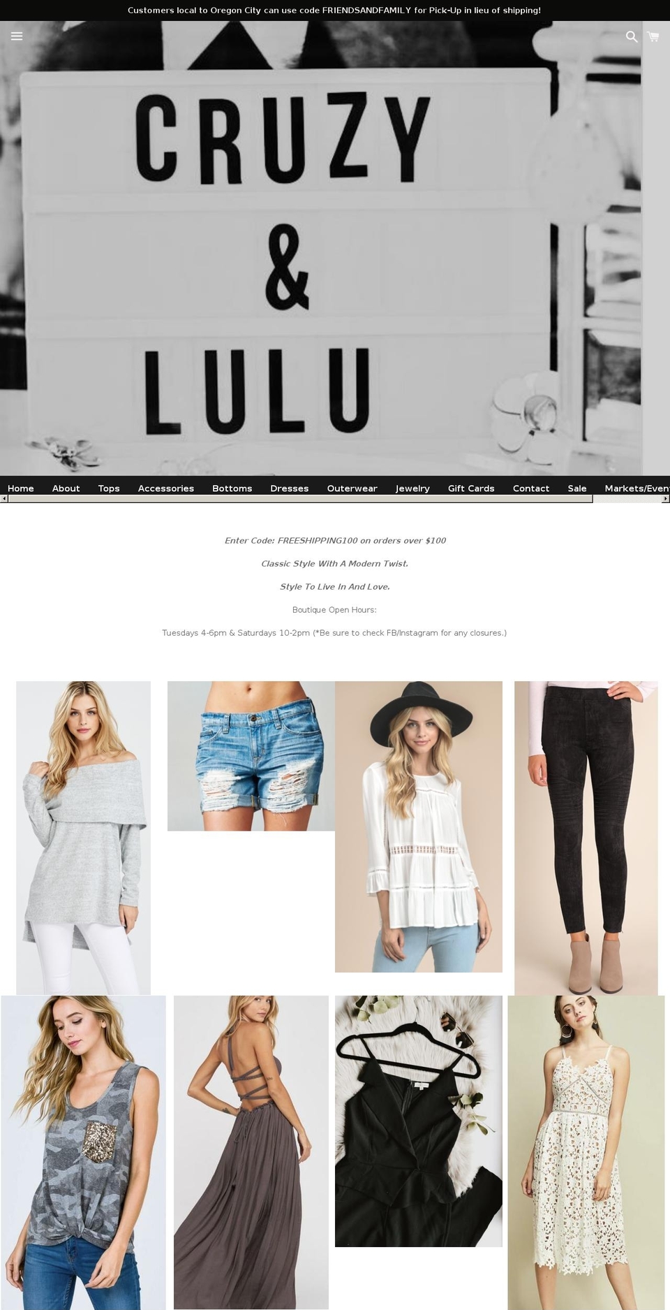 cruzyandlulu.com — Shopify storefront screenshot