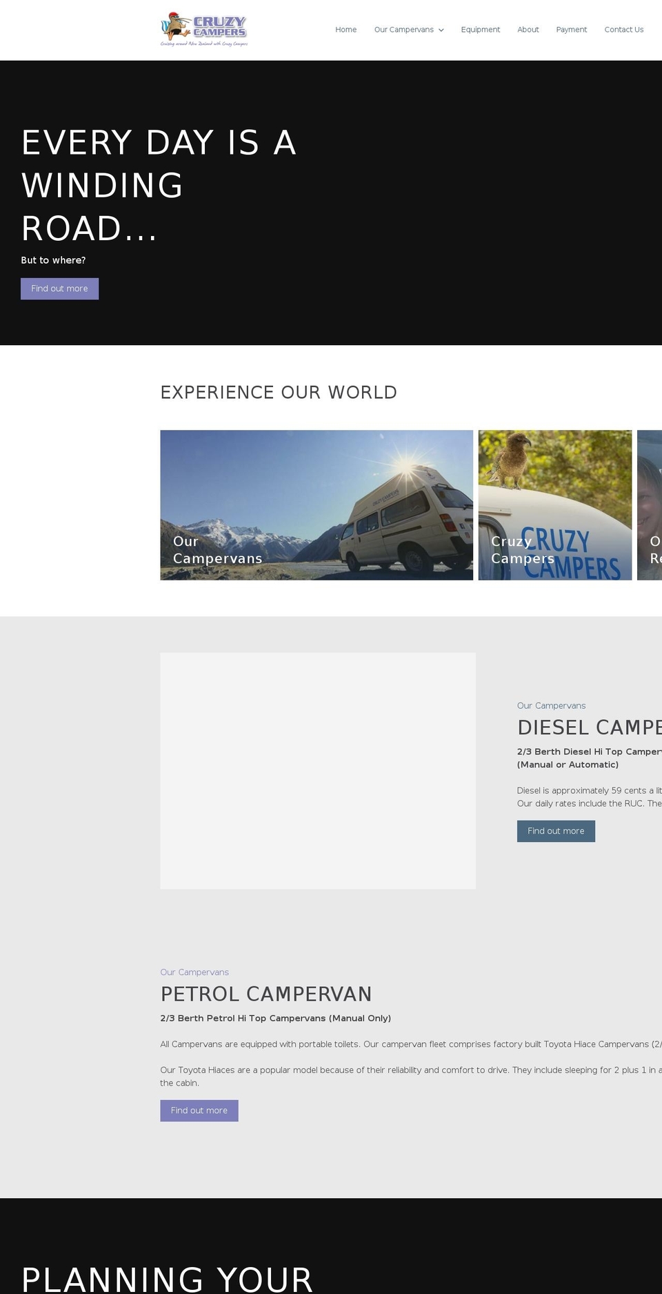 cruzycampers.co.nz shopify website screenshot