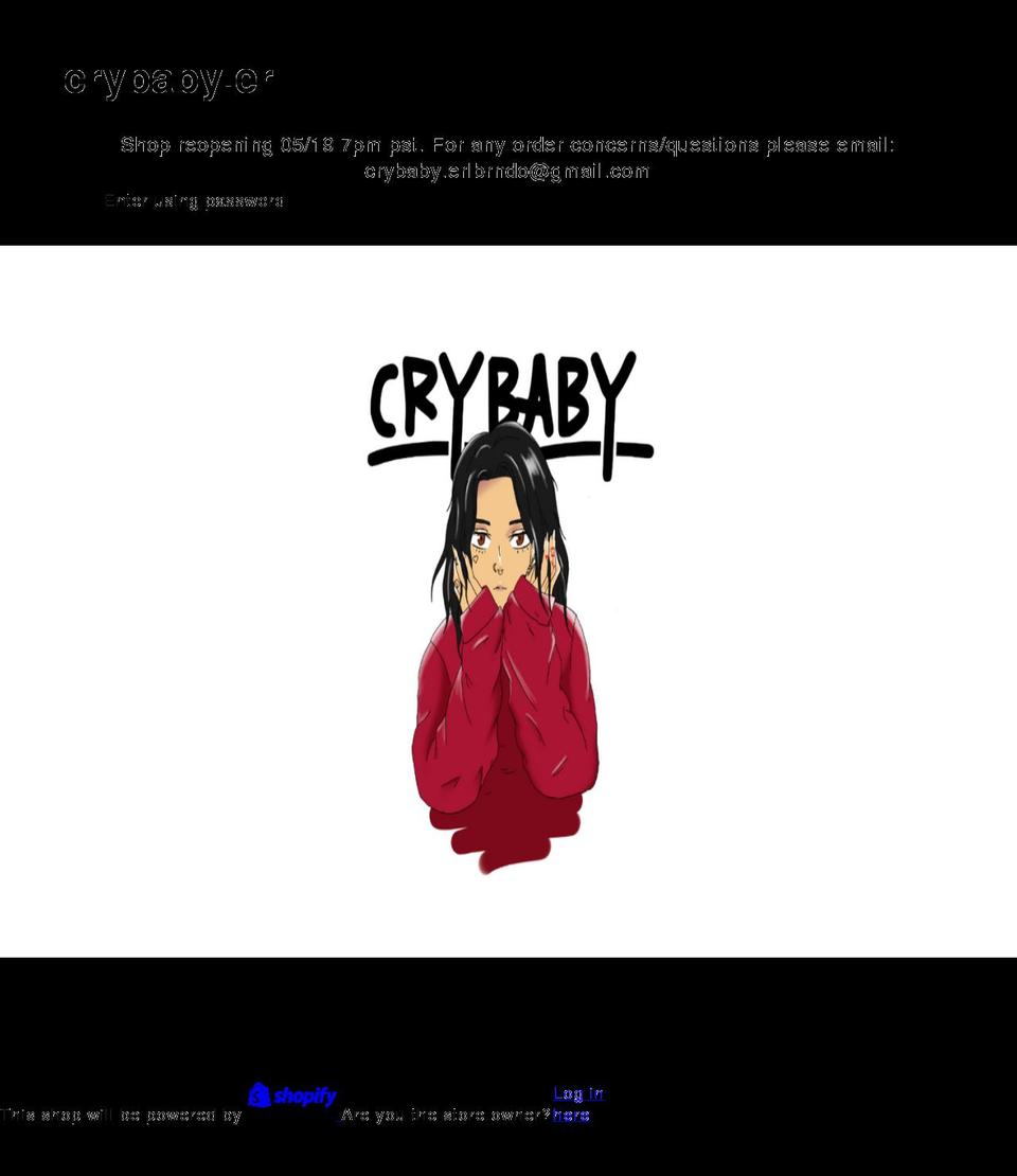 crybaby.me shopify website screenshot