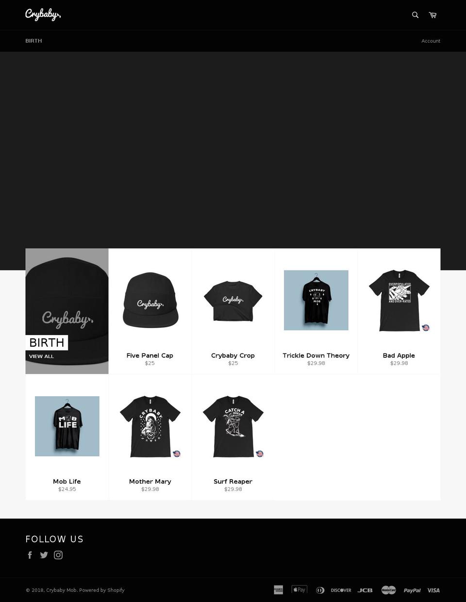 crybabymob.com shopify website screenshot