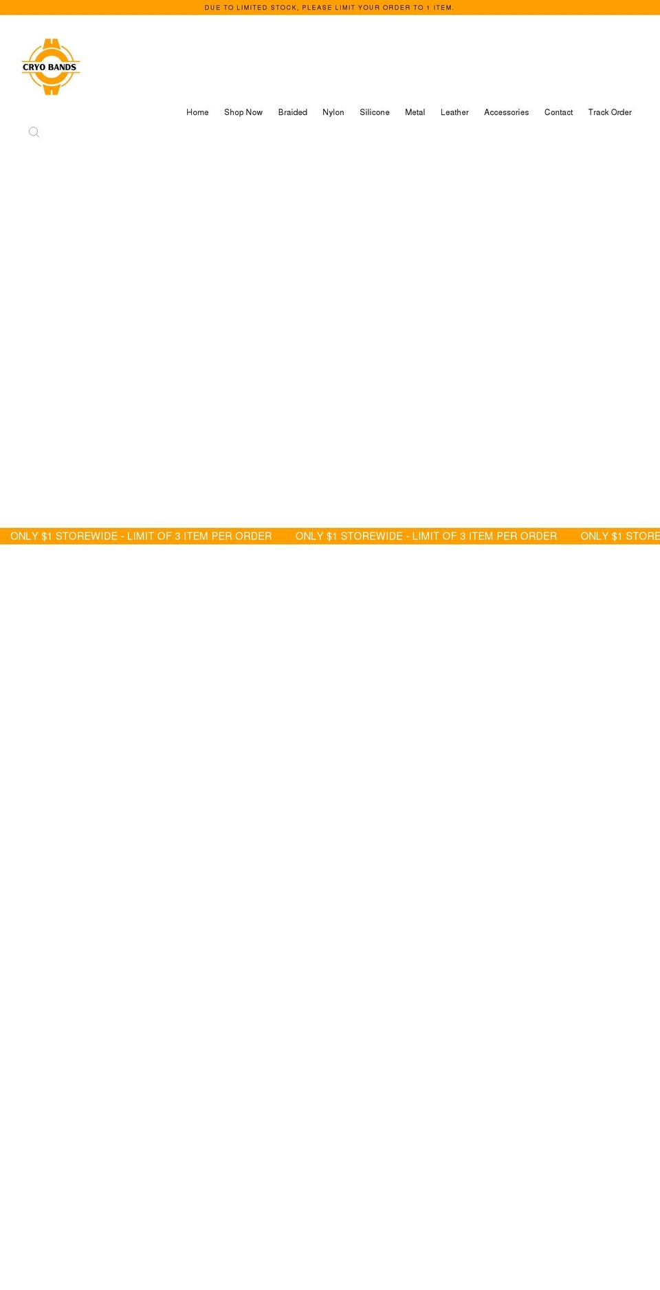 cryobands.com shopify website screenshot