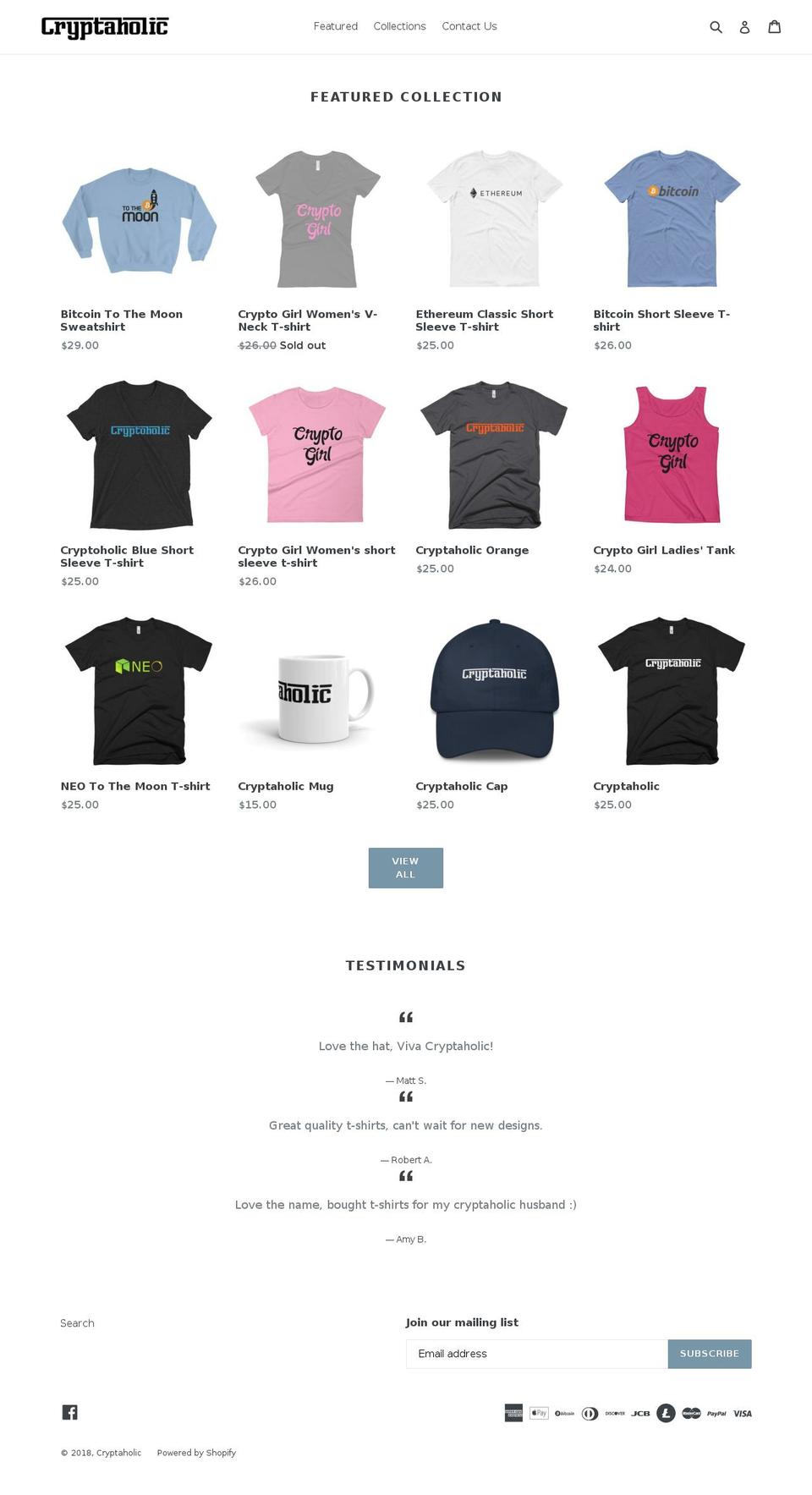cryptaholic.com — Shopify storefront screenshot