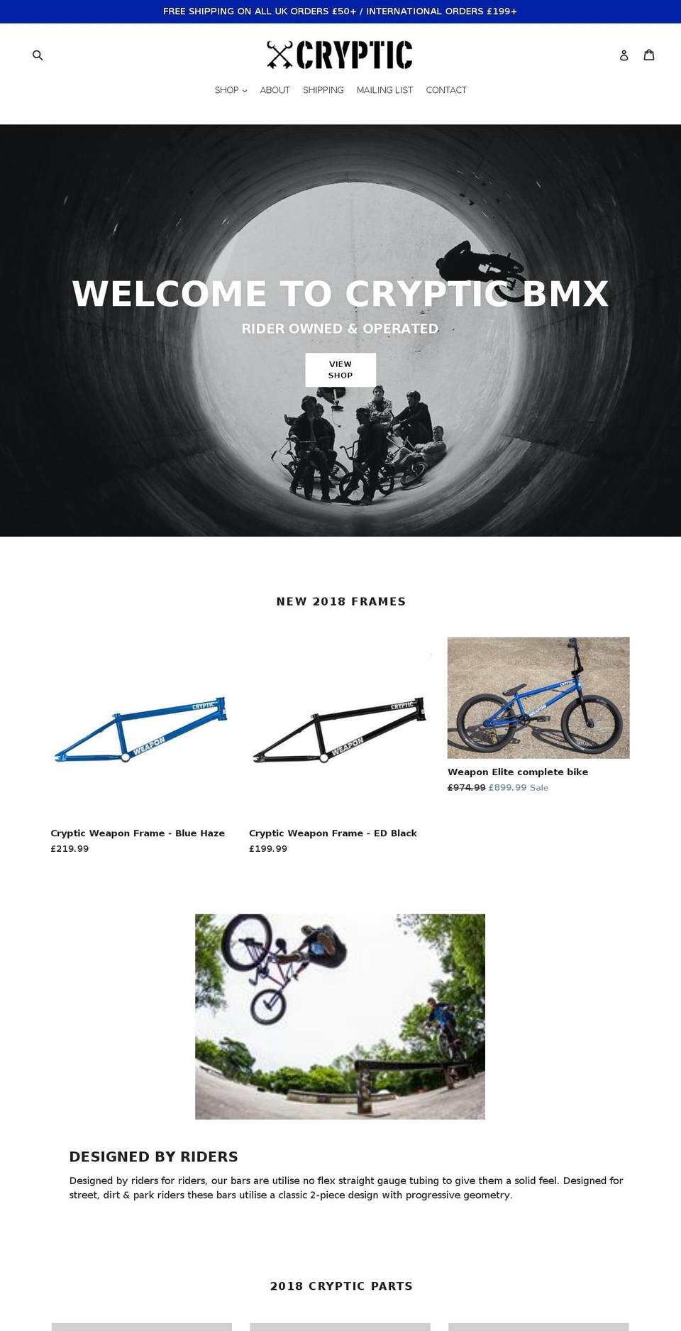 crypticbmx.com — Shopify storefront screenshot