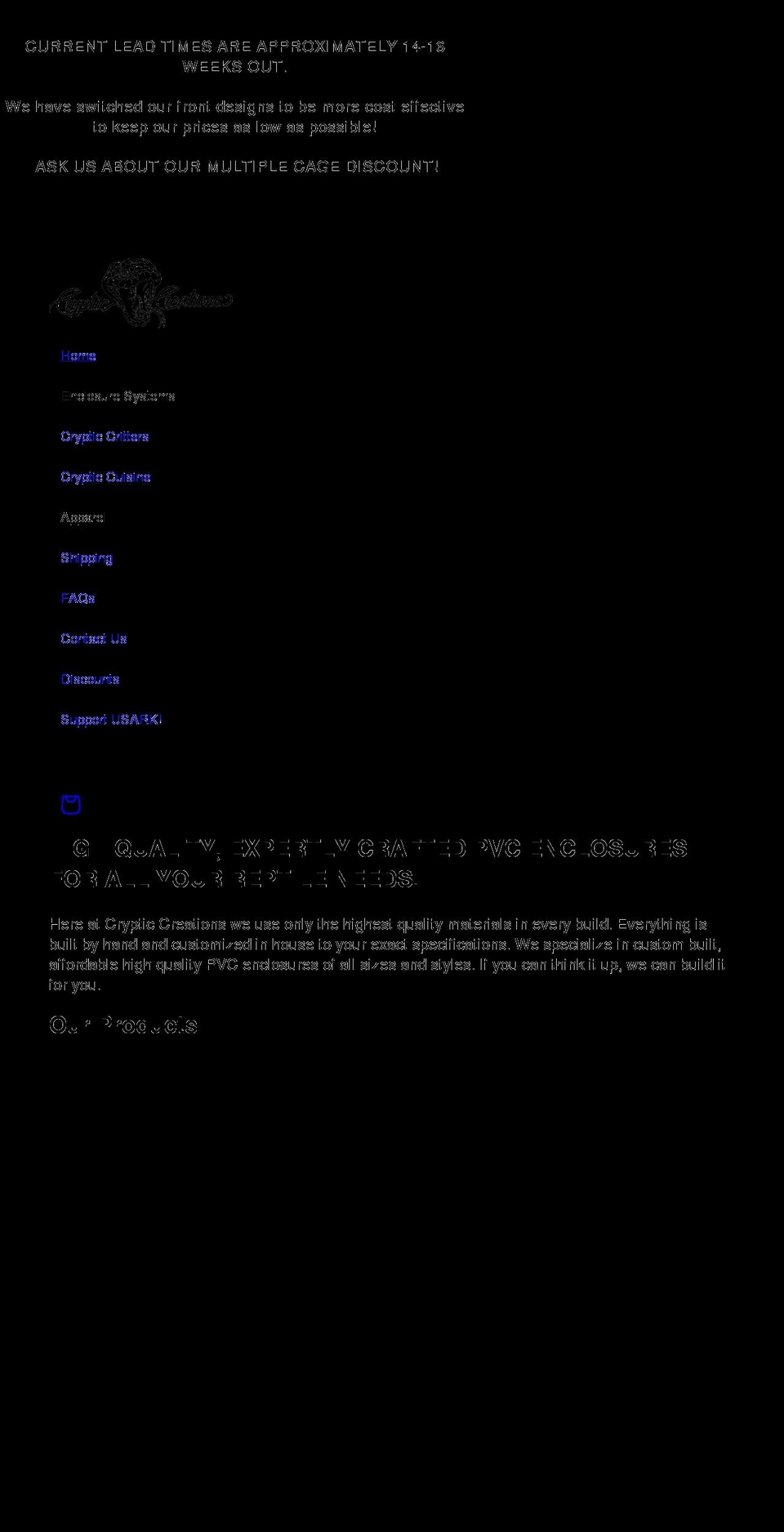 crypticcreations.net shopify website screenshot