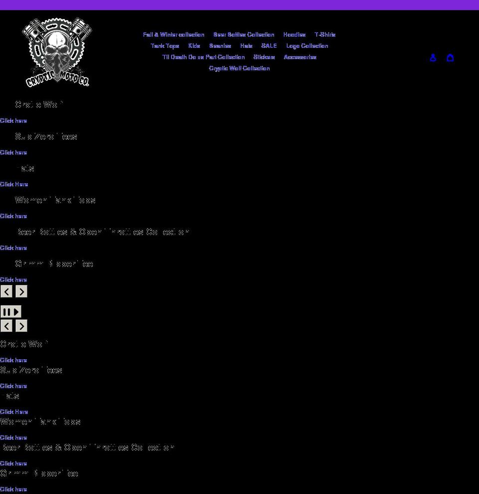 crypticmotoco.com shopify website screenshot