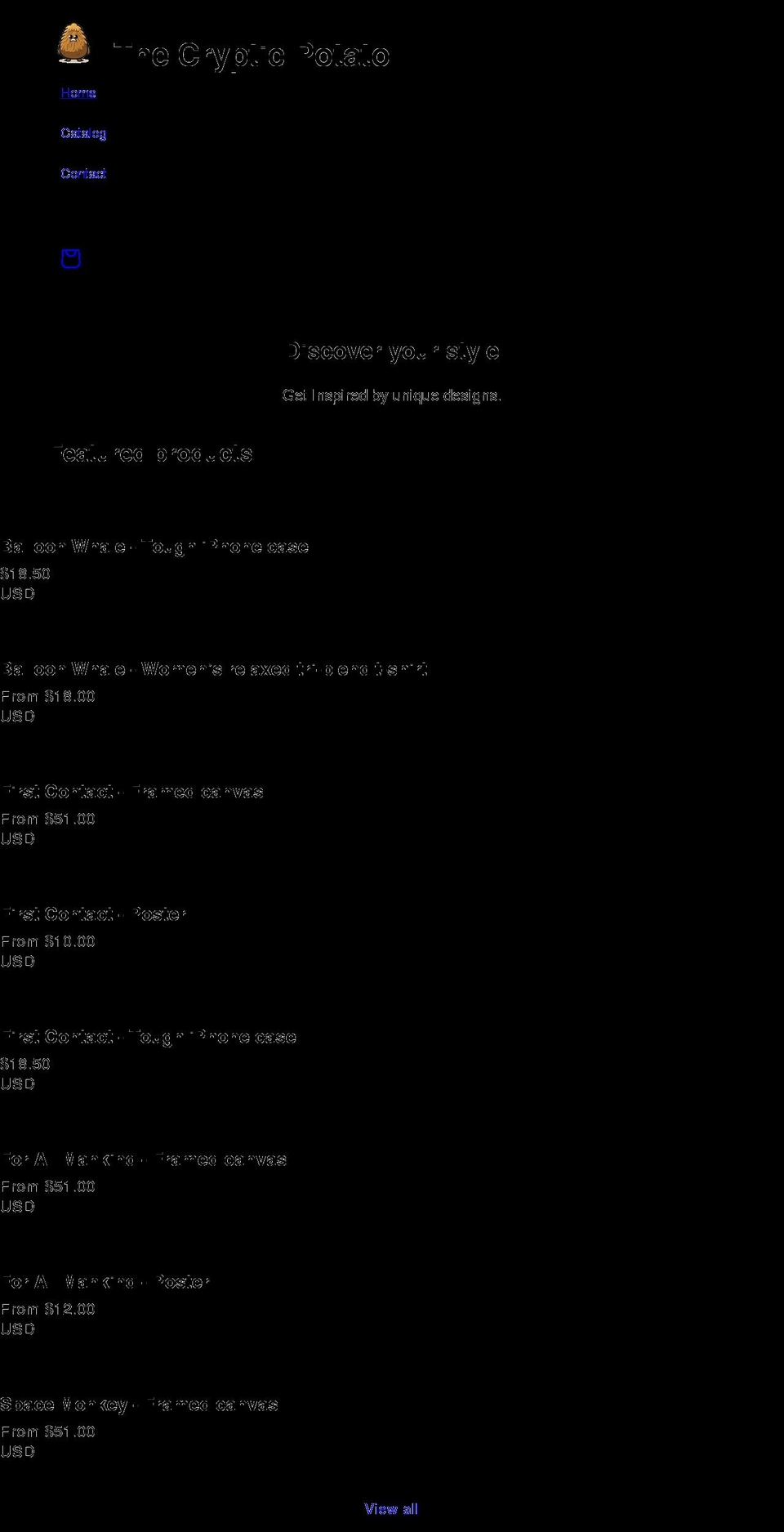 crypticpotato.com shopify website screenshot