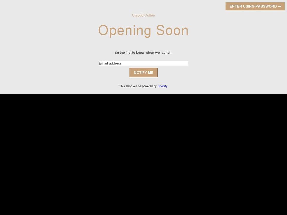 cryptidcoffees.com shopify website screenshot
