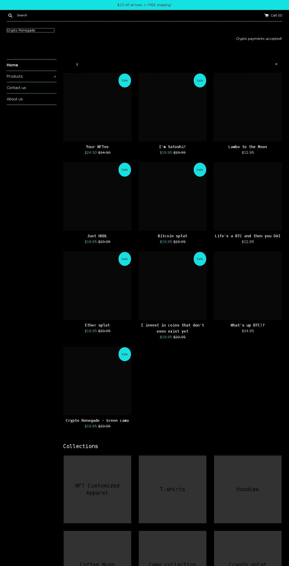 crypto-renegade.com shopify website screenshot