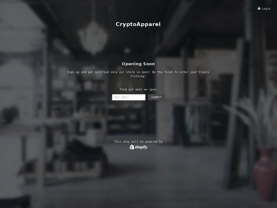 cryptoapparel.org shopify website screenshot