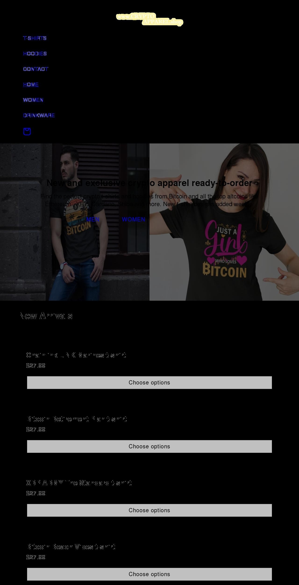 cryptoapparel.shop shopify website screenshot