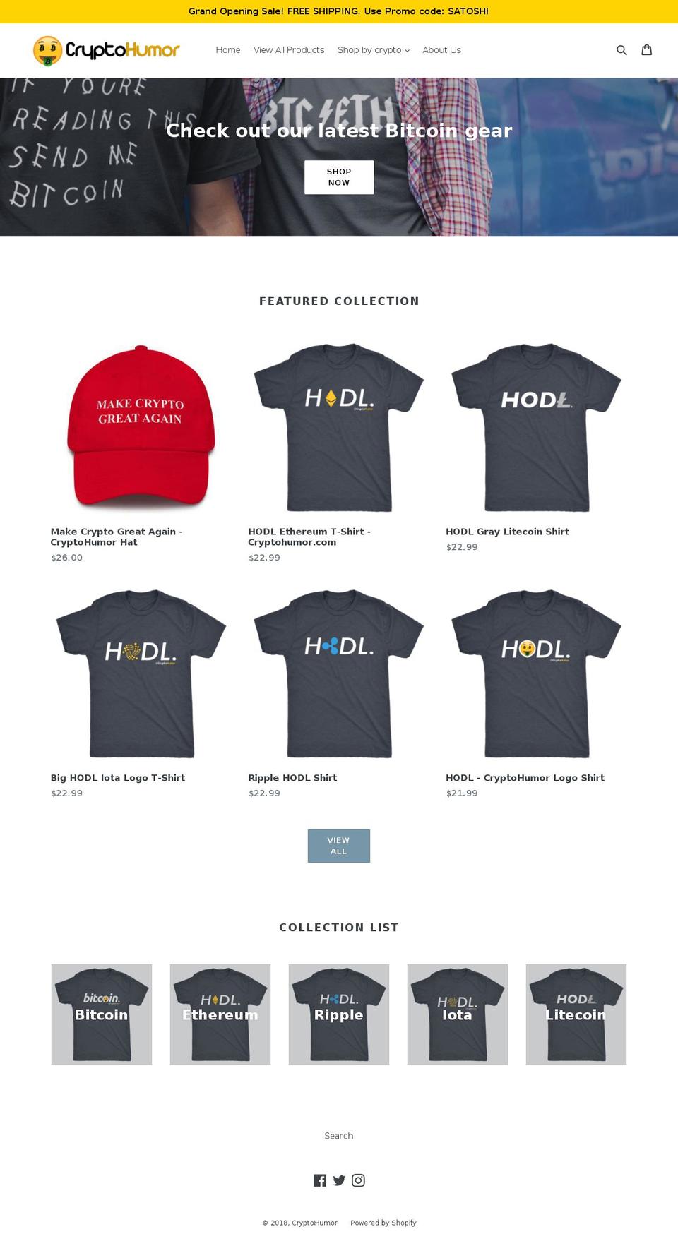 cryptohumor.com — Shopify storefront screenshot