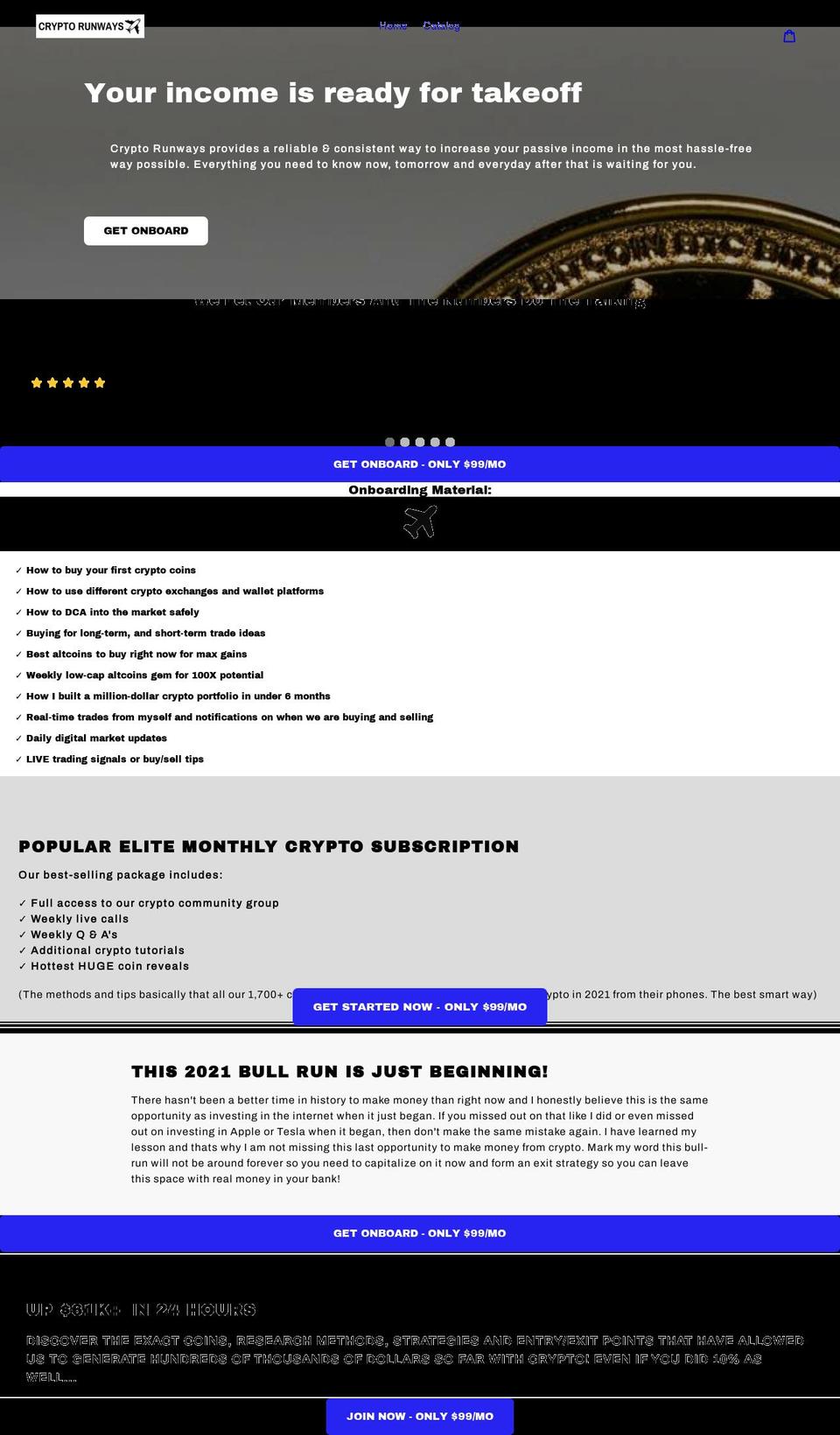 cryptorunways.com shopify website screenshot