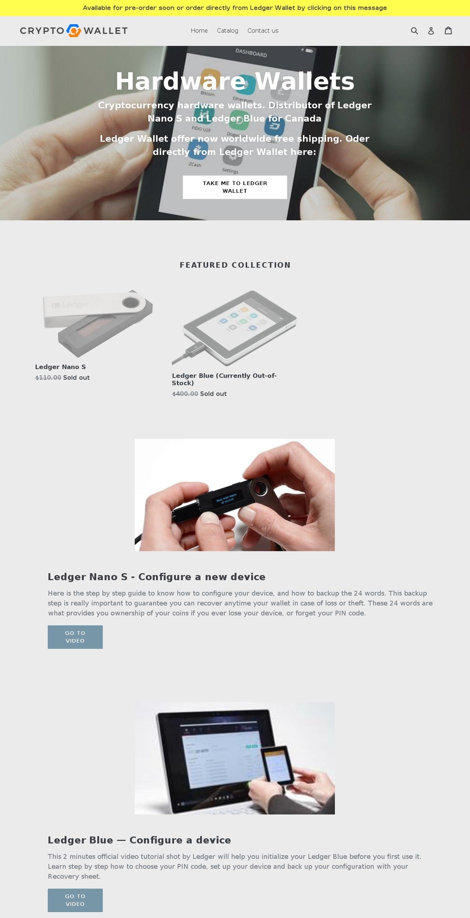 cryptowallet.com shopify website screenshot