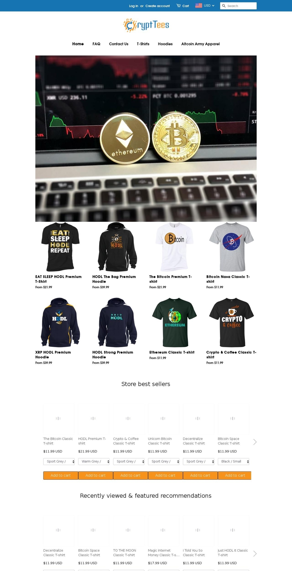 crypttees.com — Shopify storefront screenshot