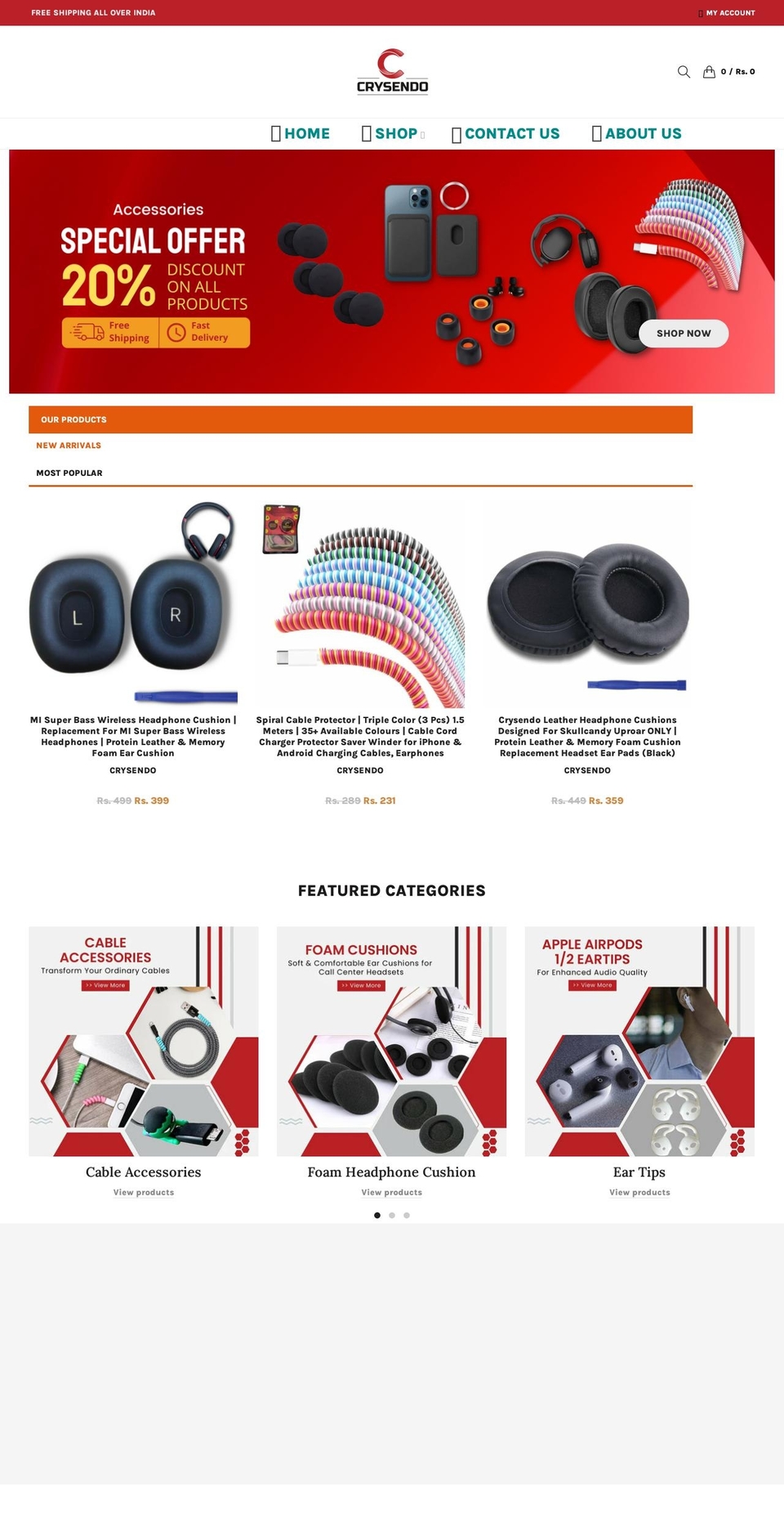 crysendo.com — Shopify storefront screenshot