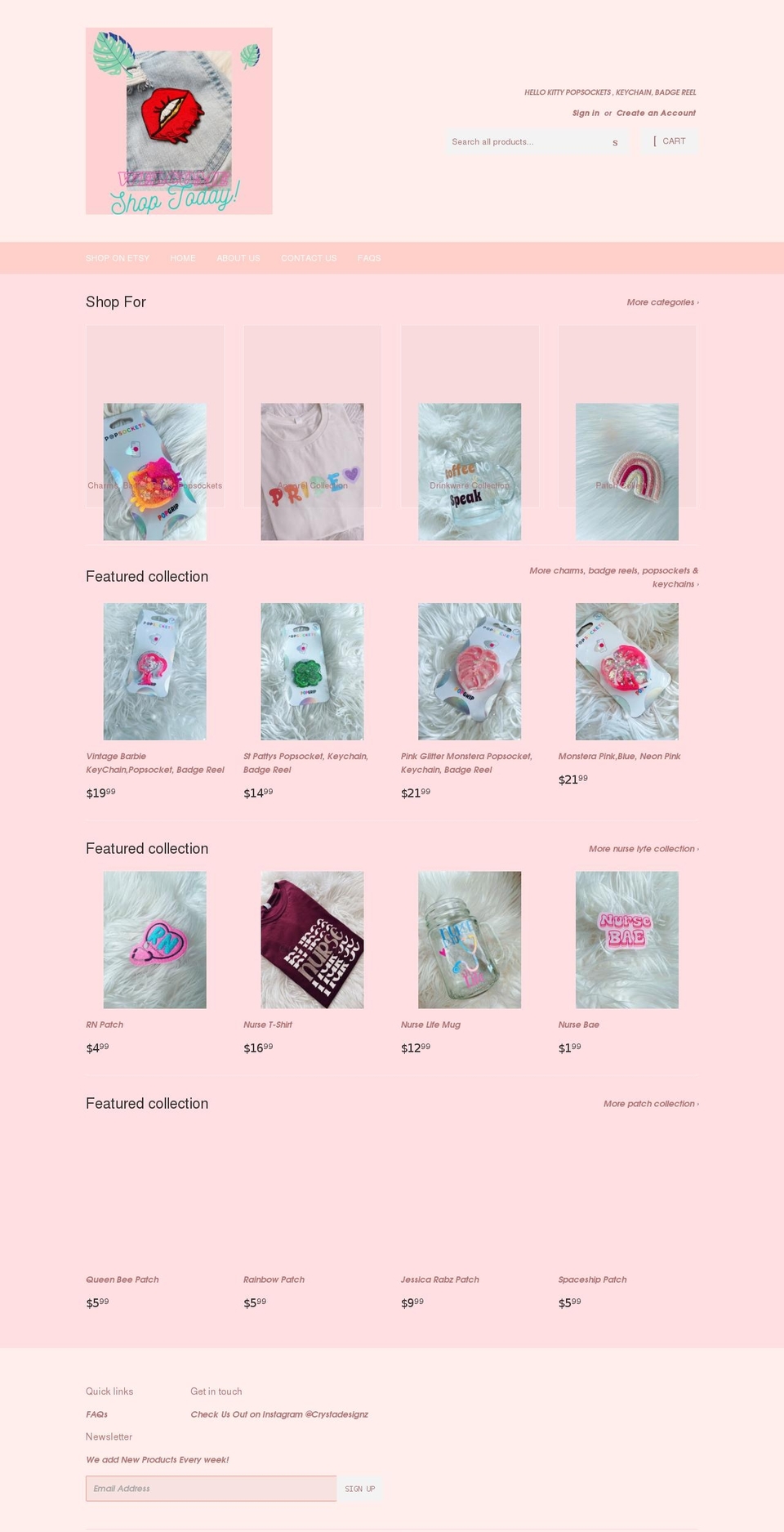 crystadesigns.com shopify website screenshot