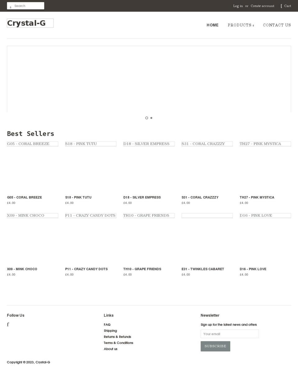 crystal-g.com shopify website screenshot