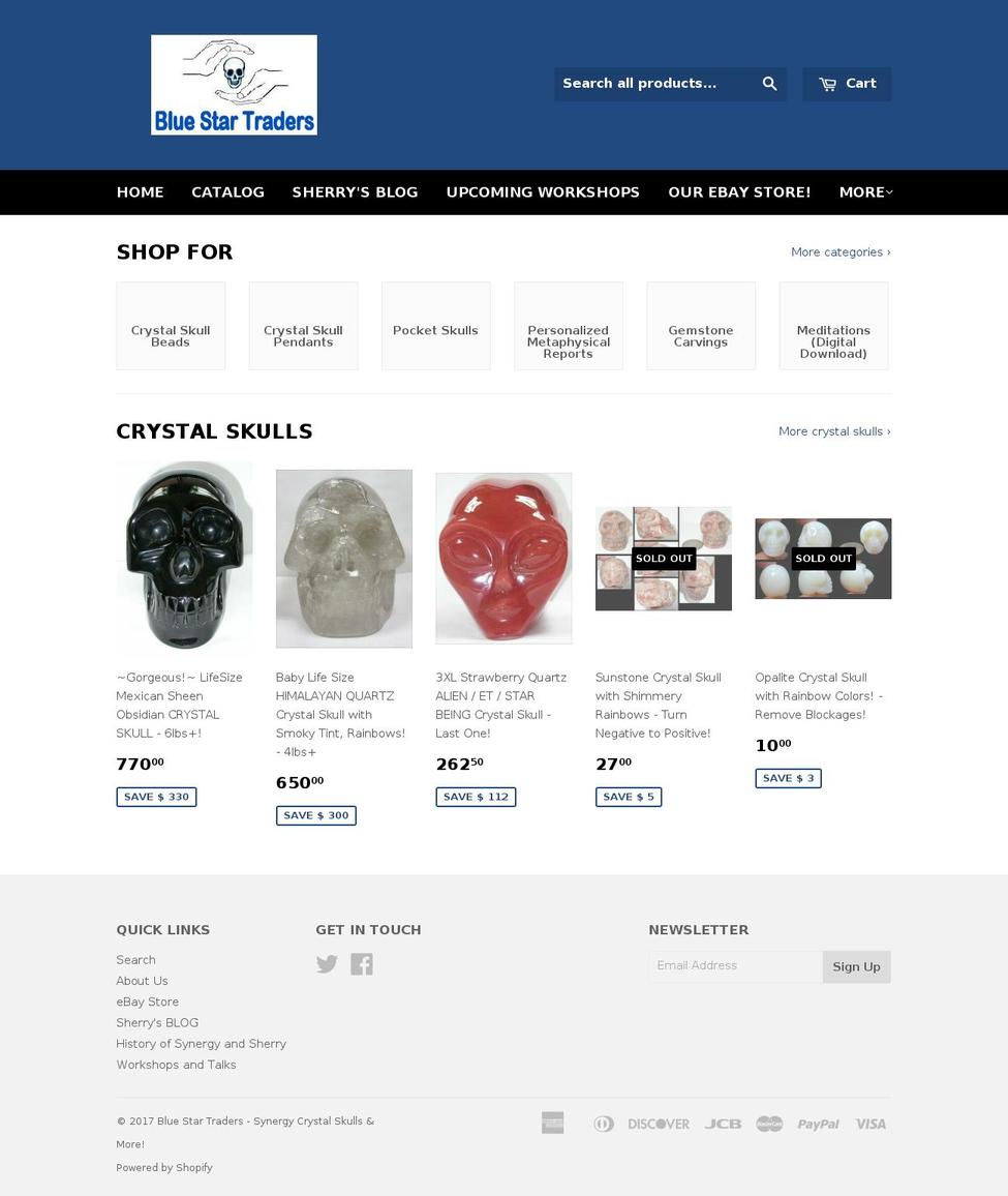 crystal-skulls.com shopify website screenshot