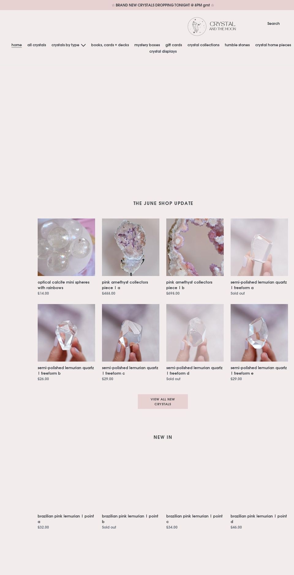 crystalandthemoon.com shopify website screenshot