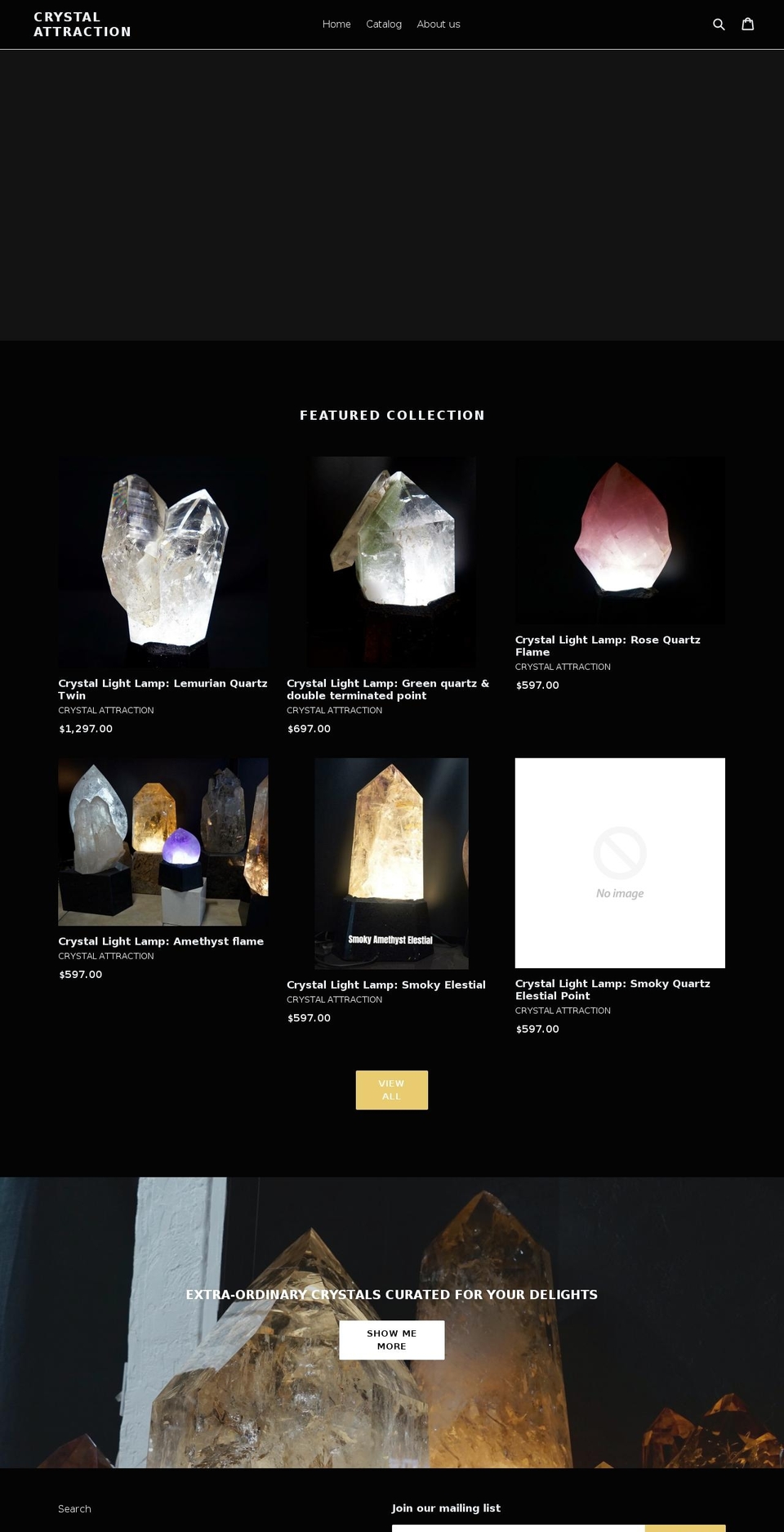 crystalattraction.com — Shopify storefront screenshot