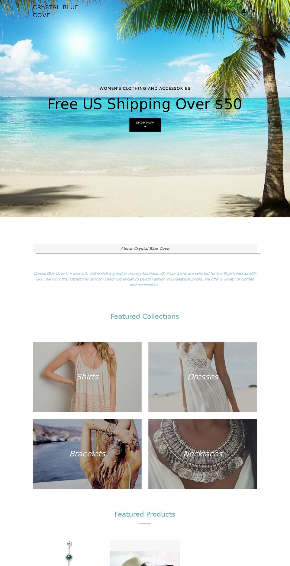 crystalbluecove.com shopify website screenshot