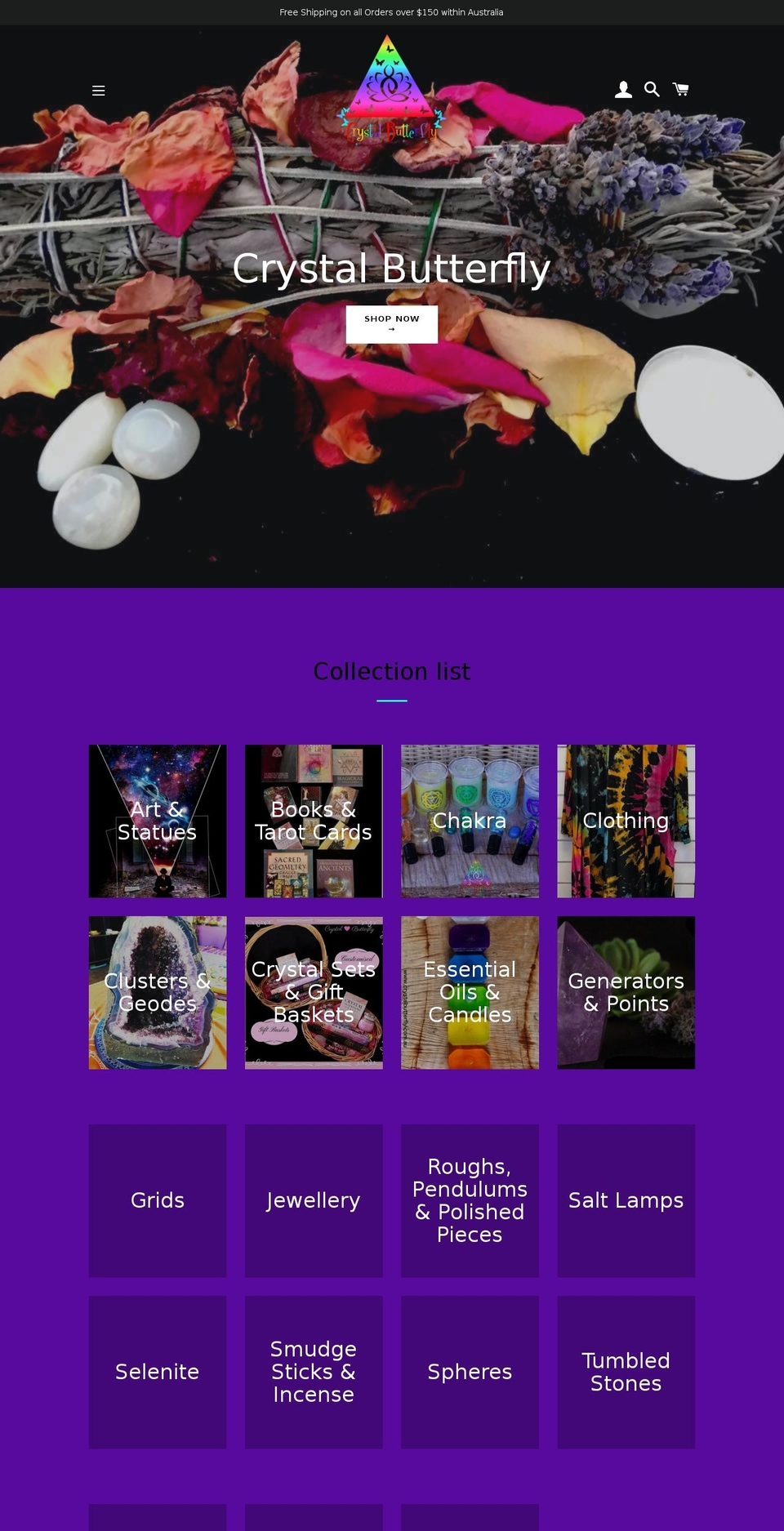 crystalbutterfly.com.au shopify website screenshot