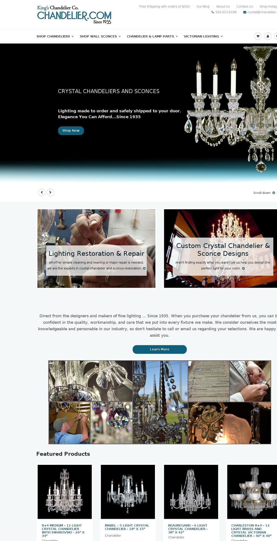 crystalchandeliersbykings.com — Shopify storefront screenshot