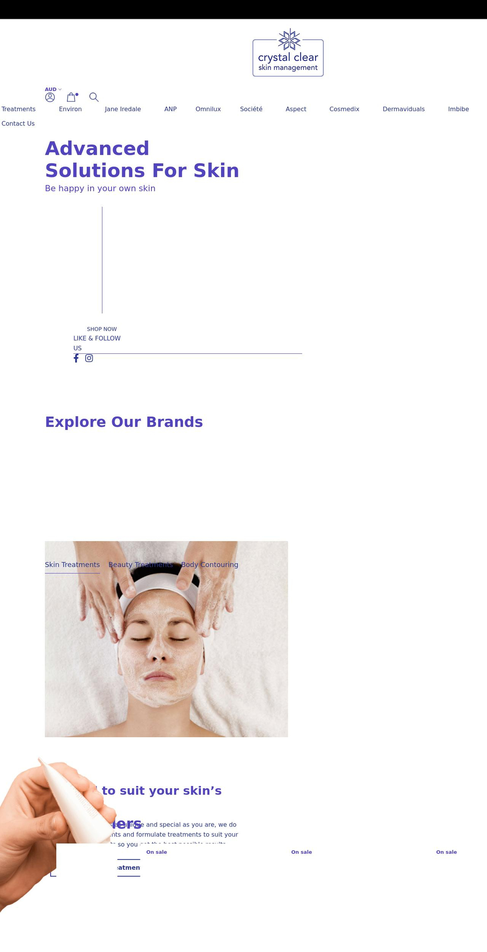 crystalclearskin.com.au shopify website screenshot