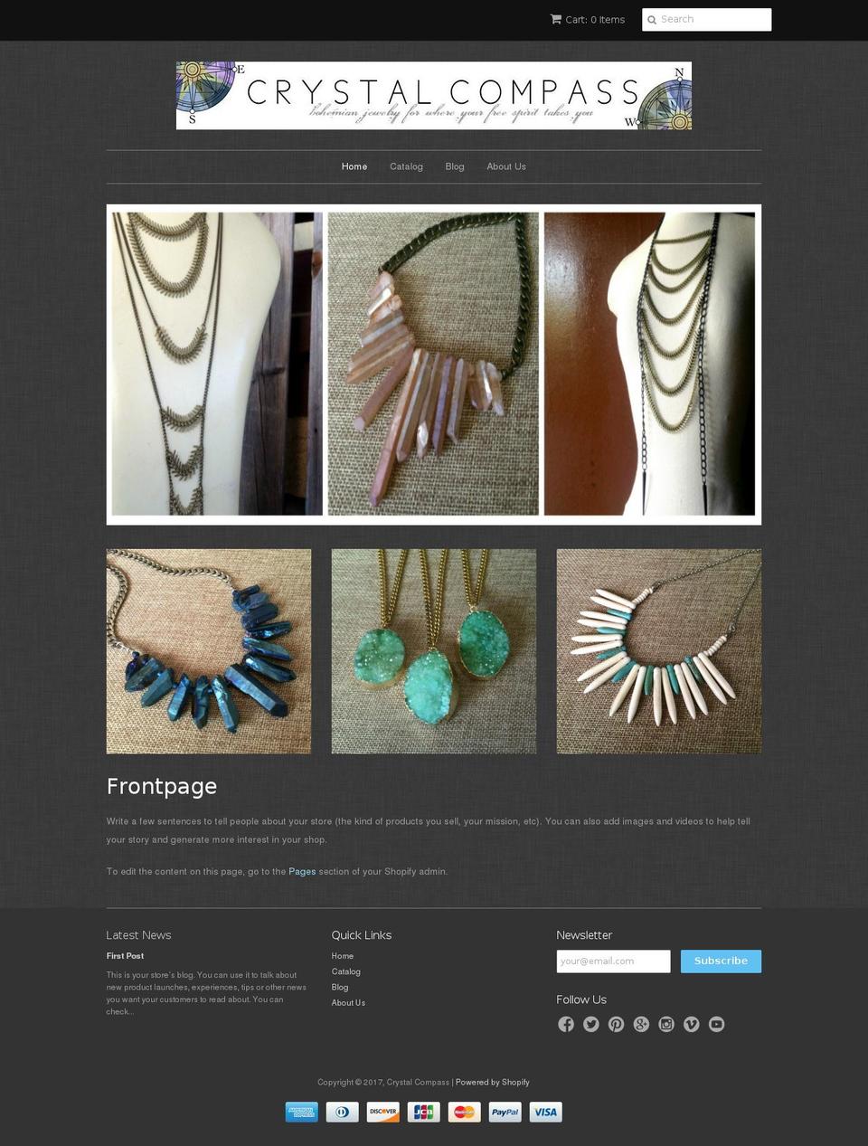 crystalcompassdesign.com shopify website screenshot