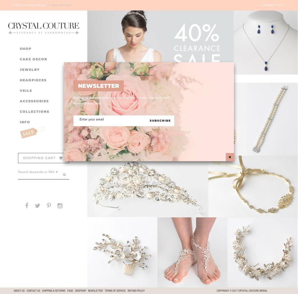 crystalcouturebridaljewelry.com — Shopify storefront screenshot